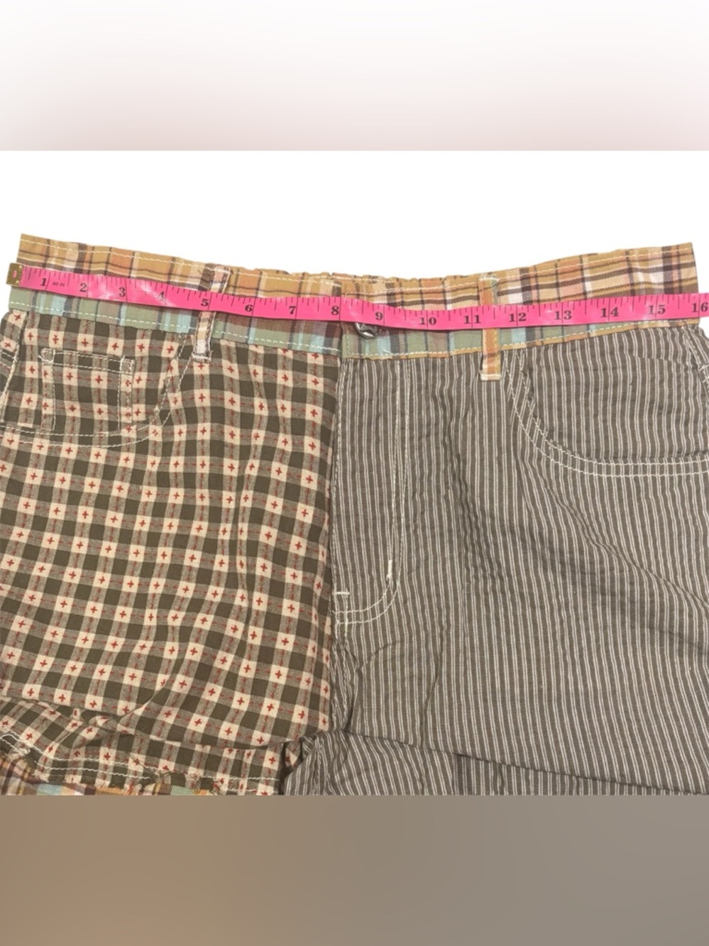 POL Patchwork Wide-Leg pants in Brown, Cream, Green - Picture 9 of 9